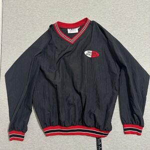 Neff Indiana Athletics Pullover Windbreaker Mens XL Black Red V-Neck Vintage USA